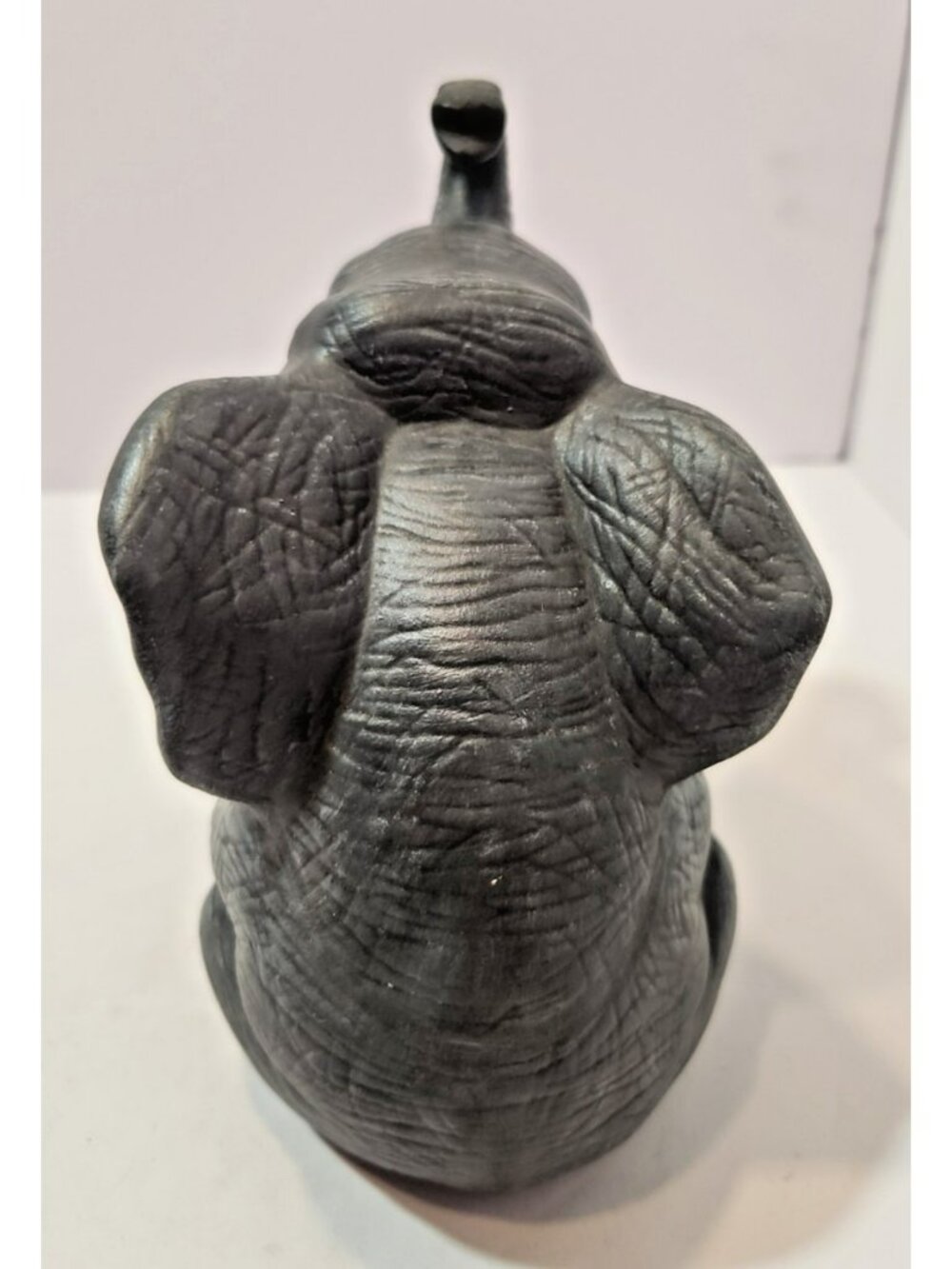 Vintage Lifelike Ceramic Sitting Baby Grey Elephant Figurine 6" Detailed - Picture 3 of 11